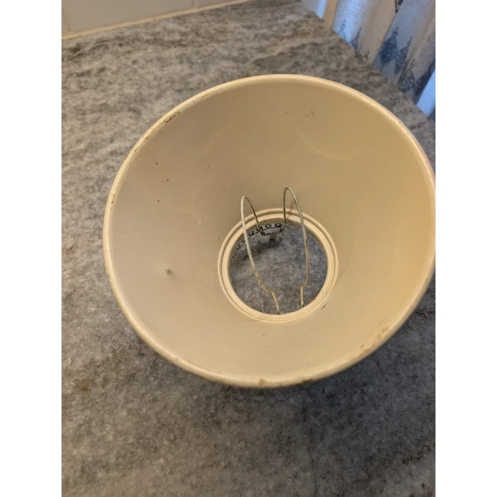 VINTAGE FRENCH WHITE METAL CLIP ON‎  LAMP SHADE